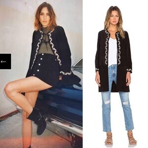 Alexa x AG The Walker in Super Black Suede leather coat With embroidery XS